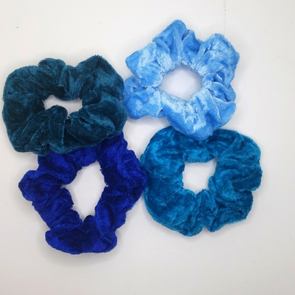 Accessories - 𝅺SHADES of blue crushed Velvet Scrunchie bundle of 4